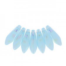 Czech Glass Daggers beads 5x16mm Blue ab Stripes